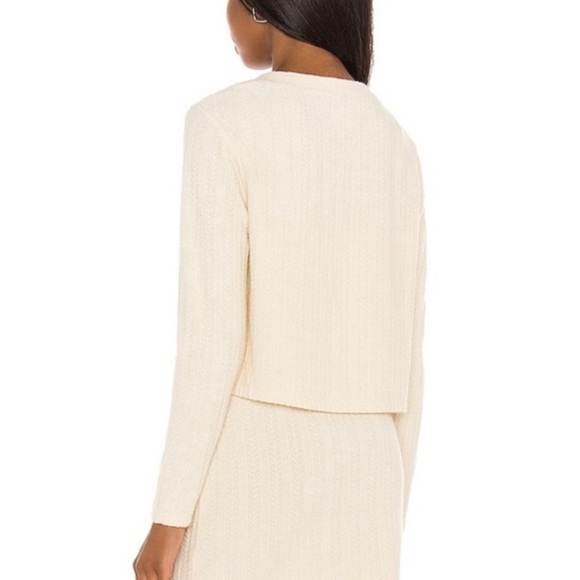 Saylor by Revolve Cream Pointelle Knit Cropped Cardigan XS - Picture 3 of 10